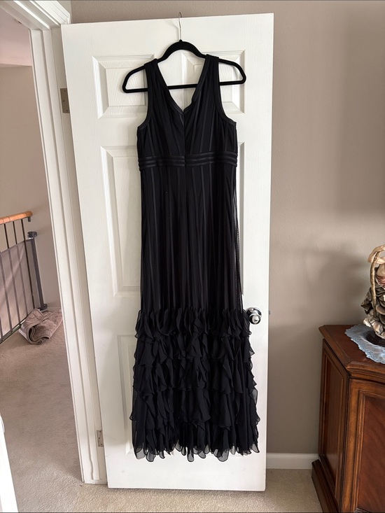 JS Collections Black Sleeveless Maxi Dress with Ruffle Hem and Waist Accent